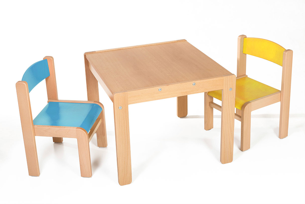 Hajdalánek Dětský stolek LUCAS + židličky LUCA (modrá, žlutá)